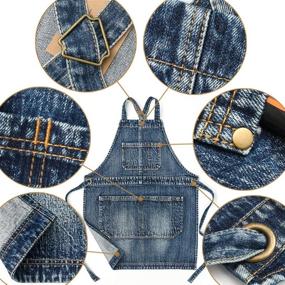 img 3 attached to 👖 Jeanerlor Work Denim Apron: Personalized Cobbler Style for Women and Men, Ideal for Woodworking, Hairdressers, with Pockets, Adjustable Up to XXL - Denim Blue