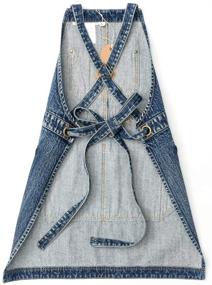 img 2 attached to 👖 Jeanerlor Work Denim Apron: Personalized Cobbler Style for Women and Men, Ideal for Woodworking, Hairdressers, with Pockets, Adjustable Up to XXL - Denim Blue