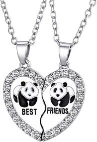 img 4 attached to HooAMI Rhinestone Friends Pendant Necklace