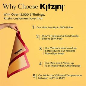 img 2 attached to Kitzini Non-Stick Silicone Baking Mat Set - 3 Half Baking Sheets for Cookies, Macarons & Pastry. BPA Free Professional Grade Silicon Baking Sheet Mats