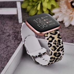 img 1 attached to 🌸 CAGOS Fitbit Versa 2 Bands Women Men Girls - Fadeless Floral Print Silicone Wristbands for Fitbit Versa Lite Smartwatch (Leopard) - Compatible & Stylish