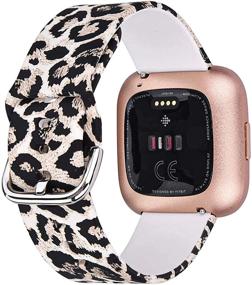 img 4 attached to 🌸 CAGOS Fitbit Versa 2 Bands Women Men Girls - Fadeless Floral Print Silicone Wristbands for Fitbit Versa Lite Smartwatch (Leopard) - Compatible & Stylish