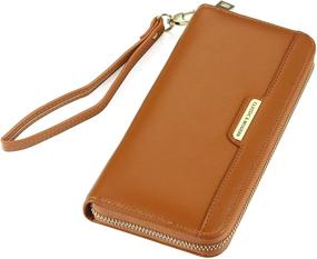 img 4 attached to 👛 Stylish Leather Wallet Wristlet: Colorblock Organizer for Women's Handbags & Wallets