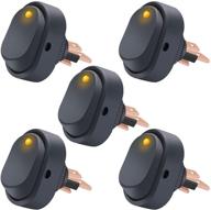 🚤 5pcs waterproof led lighted rocker switch toggle 12v 30a spst 3 pin on-off yellow round dot switch for car boat marine - asw-20d-y by twidec logo