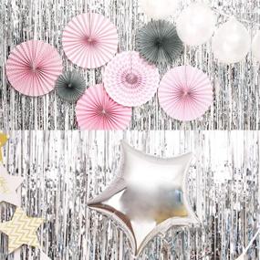 img 2 attached to 🎉 Shimmering Silver Foil Fringe Curtains for Stunning Party Backdrops - Ideal for Christmas, New Years, Weddings & More! (2-Pack, 3.3ft x 6.6ft)