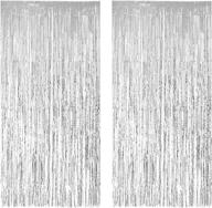 🎉 shimmering silver foil fringe curtains for stunning party backdrops - ideal for christmas, new years, weddings & more! (2-pack, 3.3ft x 6.6ft) logo