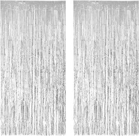 img 4 attached to 🎉 Shimmering Silver Foil Fringe Curtains for Stunning Party Backdrops - Ideal for Christmas, New Years, Weddings & More! (2-Pack, 3.3ft x 6.6ft)