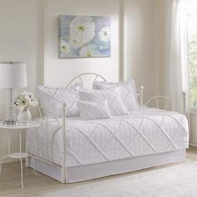 img 3 attached to 🛏️ Madison Park Daybed Cover Set - Trendy Design, All Season Luxury Bedding with Bedskirt, Matching Shams, Decorative Pillow: Rosie, Quilted Diamond Ruffle White 39"x75" 6 Piece Collection