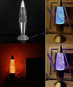 img 3 attached to Cdycam Glitter Lava Lamp LED Vintage Mini Night Light with USB - Multi Color Changing Rocket Lamp for Kids, Adults - Bedroom Decor