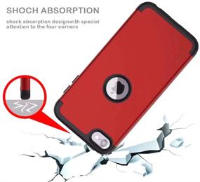 img 3 attached to 📱 Dailylux Shockproof Case for iPod Touch 7th Generation, 3 in 1 Hybrid Protective High Impact Cover for Apple iPod Touch 5/6/7, Red