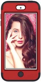 img 1 attached to 📱 Dailylux Shockproof Case for iPod Touch 7th Generation, 3 in 1 Hybrid Protective High Impact Cover for Apple iPod Touch 5/6/7, Red