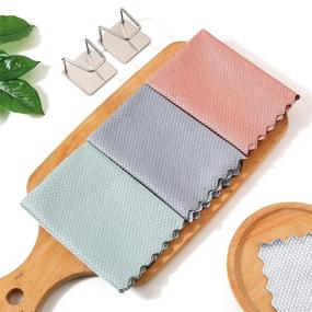 img 3 attached to 🧼 Pack of 10 Reusable Fish Scale Microfiber Cleaning Cloth with 2 Adhesive Hooks – High Absorbency & Easy Cleaning (Size: 11.8x15.7in) - Available in 3 Colors