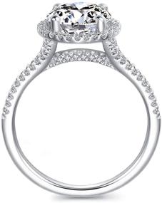 img 2 attached to HAFEEZ CENTER 14K Solid Gold Petite Round Brilliant Cut D Color VVS 2ct Moissanite Engagement Ring: Luxurious Sparkle for Women