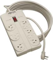 tripp lite tlp825: white power strip w/ 8 outlets, surge protection, 25ft long cord, lifetime warranty & $75k insurance logo