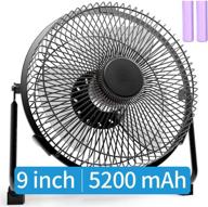 9-inch battery operated fan with rechargeable 5200mah battery - cordless, 🔋 usb powered, 2 speeds - ideal for camping, home, office, and table use логотип
