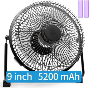 img 4 attached to 9-Inch Battery Operated Fan with Rechargeable 5200mAh Battery - Cordless, 🔋 USB Powered, 2 Speeds - Ideal for Camping, Home, Office, and Table Use