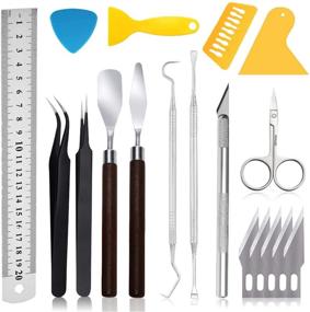 img 4 attached to 🔧 Effortless Vinyl Weeding: Complete 18-Piece Craft Tool Kit with Scissor, Tweezers, Weeders, Scraper, Spatula for Silhouettes, Cameos, and more!