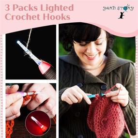 img 2 attached to 🧶 Illuminate Your Crochet Projects with Lighted Crochet Hooks Value Pack - Ergonomic LED Lite Hooks - Arthritic-Friendly Soft Grip Handles - Color Coded and Illuminated Set of 3 Hook Sizes (4.5mm, 5.0mm, and 5.5mm - 3 pcs)