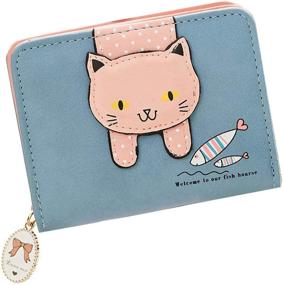 img 4 attached to 🐱 Cute Blue CHIRUB Girls Wallet – Cat Pattern Coin Purse with Zipper, Perfect Small Holder for Little Girls