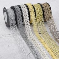 huihuang christmas ribbon gold silver lace ribbon metallic ribbon lace trim for gift wrapping sewing floral wedding decoration bows - assortment of 6 rolls, 4 yards per color, total 24 yards logo