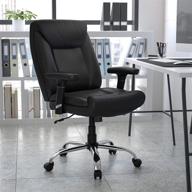 🪑 flash furniture hercules series big & tall 400 lb. rated black leathersoft deep tufted ergonomic task office chair with adjustable arms: ultimate comfort and support for heavy-duty work логотип