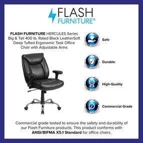 img 1 attached to 🪑 Flash Furniture HERCULES Series Big & Tall 400 lb. Rated Black LeatherSoft Deep Tufted Ergonomic Task Office Chair with Adjustable Arms: Ultimate Comfort and Support for Heavy-Duty Work