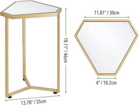 img 1 attached to 🔶 mDesign Triangle Metal & Mirror In-Lay Accent Table - Small Side/End/Drink Table - Decorative Legs, Mirror Top - Home Decor Accent Furniture for Living Room, Bedroom- Soft Brass/Mirror" => "mDesign Triangle Metal & Mirror In-Lay Accent Table - Small Side/End/Drink Table - Decorative Legs, Mirror Top - Home Decor Accent Furniture for Living Room, Bedroom- Soft Brass/Mirror - Enhanced SEO