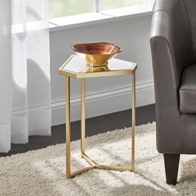 img 3 attached to 🔶 mDesign Triangle Metal & Mirror In-Lay Accent Table - Small Side/End/Drink Table - Decorative Legs, Mirror Top - Home Decor Accent Furniture for Living Room, Bedroom- Soft Brass/Mirror" => "mDesign Triangle Metal & Mirror In-Lay Accent Table - Small Side/End/Drink Table - Decorative Legs, Mirror Top - Home Decor Accent Furniture for Living Room, Bedroom- Soft Brass/Mirror - Enhanced SEO