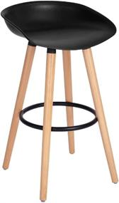 img 1 attached to 🪑 Set of 4 FurnitureR Modern Industrial Dining Barstool Chairs with PP Seat Backrest and Wooden Leg for Coffee Shop, Bar, Home Balcony in Black