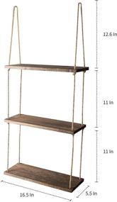img 3 attached to Rustic 3 Tier Wood Brown Floating Shelves with Rope: POTEY Wall Hanging Plant Shelf for Window/Kitchen/Bathroom/Bedroom – Perfect Indoor Rustic Storage Rack for Succulents and Home Decor