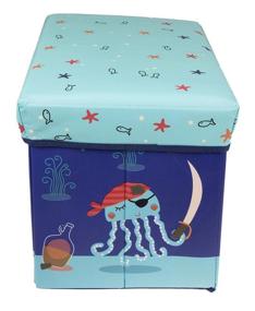 img 2 attached to 🏴 Blue Pirate Themed Clever Creations Collapsible Bench Storage Organizer for Bedrooms, Playrooms, and Living Rooms - Ideal Chest for Books, Clothes, Electronics, and Gadgets