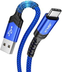 img 4 attached to 🔌 JSAUX 3-Pack USB-C кабель 3A быстрой зарядки для Samsung Galaxy S20 S10 S9 S8 Plus Note 10 9 8, контроллера PS5, USB C зарядки - нейлоновый оплетенный кабель (10 футов+6,6 футов+3,3 фута) - синий