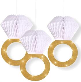 img 4 attached to 💍 Bachelorette Party & Bridal Shower Supplies: Glitter Gold Diamond Ring Honeycomb Decorations - Perfect for Engagement, Wedding and Bridal Shower Celebrations