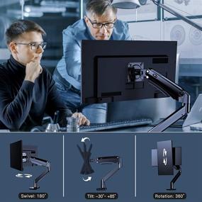 img 2 attached to 💻 HUANUO Single Monitor Mount Stand - Ultimate Full Motion Arm Desk Mount for 17-35 Inch LCD LED Computer Screens, Height Adjustable VESA Bracket | Clamp & Grommet Mounting Base | Holds up to 26.4lbs