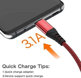 img 2 attached to 🔌 3-Pack 3ft USB C Cable - Fast Charging, JXMOX USB A to USB Type C Charger Braided Cord, Compatible with Samsung Galaxy S20 Ultra S10E S9+ S8 Plus, Note 10 9 8, A32 A12 A10e A11 A20 A21 A51 A71 (Red)