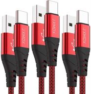 🔌 3-pack 3ft usb c cable - fast charging, jxmox usb a to usb type c charger braided cord, compatible with samsung galaxy s20 ultra s10e s9+ s8 plus, note 10 9 8, a32 a12 a10e a11 a20 a21 a51 a71 (red) logo