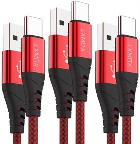 img 4 attached to 🔌 3-Pack 3ft USB C Cable - Fast Charging, JXMOX USB A to USB Type C Charger Braided Cord, Compatible with Samsung Galaxy S20 Ultra S10E S9+ S8 Plus, Note 10 9 8, A32 A12 A10e A11 A20 A21 A51 A71 (Red)