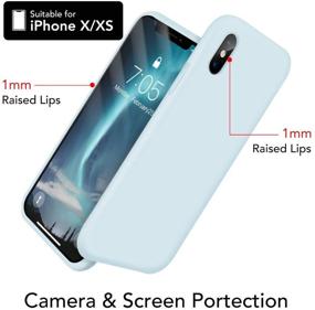 img 2 attached to 📱 OUXUL Liquid Silicone Gel Rubber Phone Case for iPhone X/Xs - Slim & Shockproof (Blue Grey)