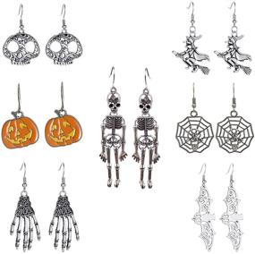 img 4 attached to Nanafast Halloween Earrings Pumpkin Skeleton