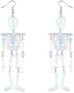 🎃 stylish halloween white ab skeleton body dress up dangle earrings by lux accessories logo