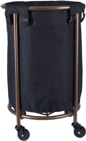 img 4 attached to 🔄 Round Copper Black Laundry Hamper with Wheels - Household Essentials
