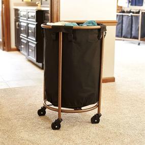 img 1 attached to 🔄 Round Copper Black Laundry Hamper with Wheels - Household Essentials