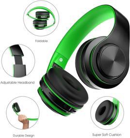 img 2 attached to 🎧 Green Foldable Wireless Bluetooth Headphones Over Ear with Mic, Noise Cancelling Bluetooth 5.0 Headphones, Hi-Fi Stereo Soft Memory-Protein Earmuffs, Ideal for Travel and Work