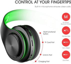 img 1 attached to 🎧 Green Foldable Wireless Bluetooth Headphones Over Ear with Mic, Noise Cancelling Bluetooth 5.0 Headphones, Hi-Fi Stereo Soft Memory-Protein Earmuffs, Ideal for Travel and Work