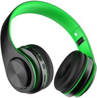 🎧 green foldable wireless bluetooth headphones over ear with mic, noise cancelling bluetooth 5.0 headphones, hi-fi stereo soft memory-protein earmuffs, ideal for travel and work logo