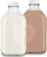 🥛 stock your home 64-oz glass milk jugs with caps (2 pack) - 64 ounce food grade glass bottles - dishwasher safe - multipurpose containers for milk, buttermilk, honey, tomato sauce, jam, barbecue sauce logo