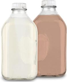 img 4 attached to 🥛 Stock Your Home 64-Oz Glass Milk Jugs with Caps (2 Pack) - 64 Ounce Food Grade Glass Bottles - Dishwasher Safe - Multipurpose Containers for Milk, Buttermilk, Honey, Tomato Sauce, Jam, Barbecue Sauce