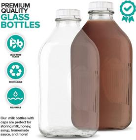 img 2 attached to 🥛 Stock Your Home 64-Oz Glass Milk Jugs with Caps (2 Pack) - 64 Ounce Food Grade Glass Bottles - Dishwasher Safe - Multipurpose Containers for Milk, Buttermilk, Honey, Tomato Sauce, Jam, Barbecue Sauce