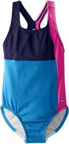 img 2 attached to Speedo Big Girls' Colorblock Splice Ultraback One Piece Swimsuit: Comfortable and Stylish Swimwear for Active Girls
