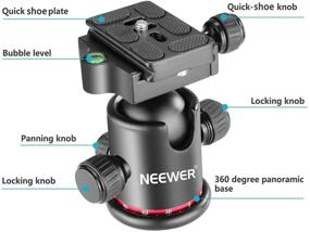 img 1 attached to 📷 Ньювер 360-градусный поворотный панорамный шаровой головка с универсальной быстрозажимной площадкой и пузырьковым уровнем для штатива, монопода, слайдера, DSLR-камеры, видеокамеры - грузоподъемность до 17,6 фунтов.